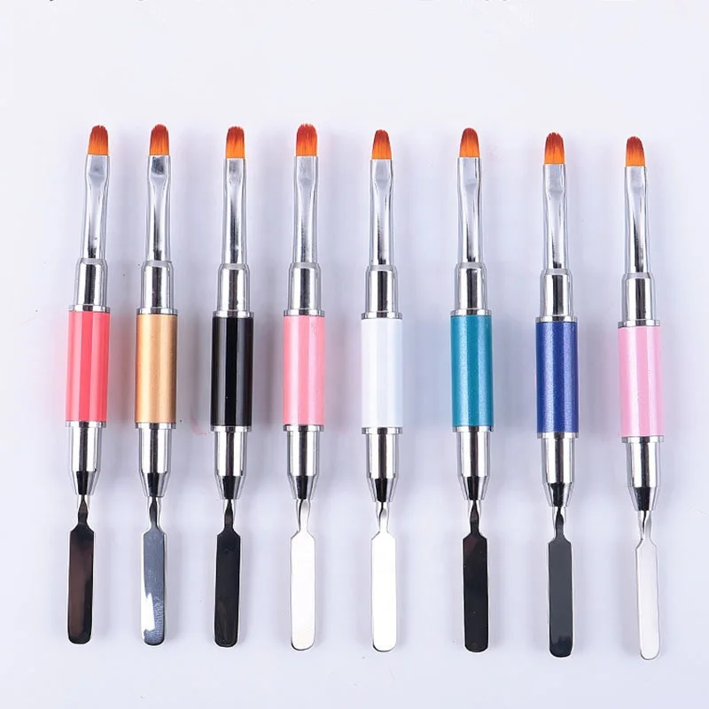 

DIMICO Dual End Nail Art Acrylic UV GEL Extension Pen Brush Nail Gel Coating Removal Spatula Stick Manicure Tool, Black/white/pink/blue