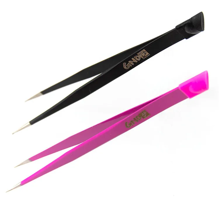 

Straight Tweezers Stainless Steel Nail Sticker Rhinestone Picker Eye Makeup Nail Art Tool Tweezers, Pink&black