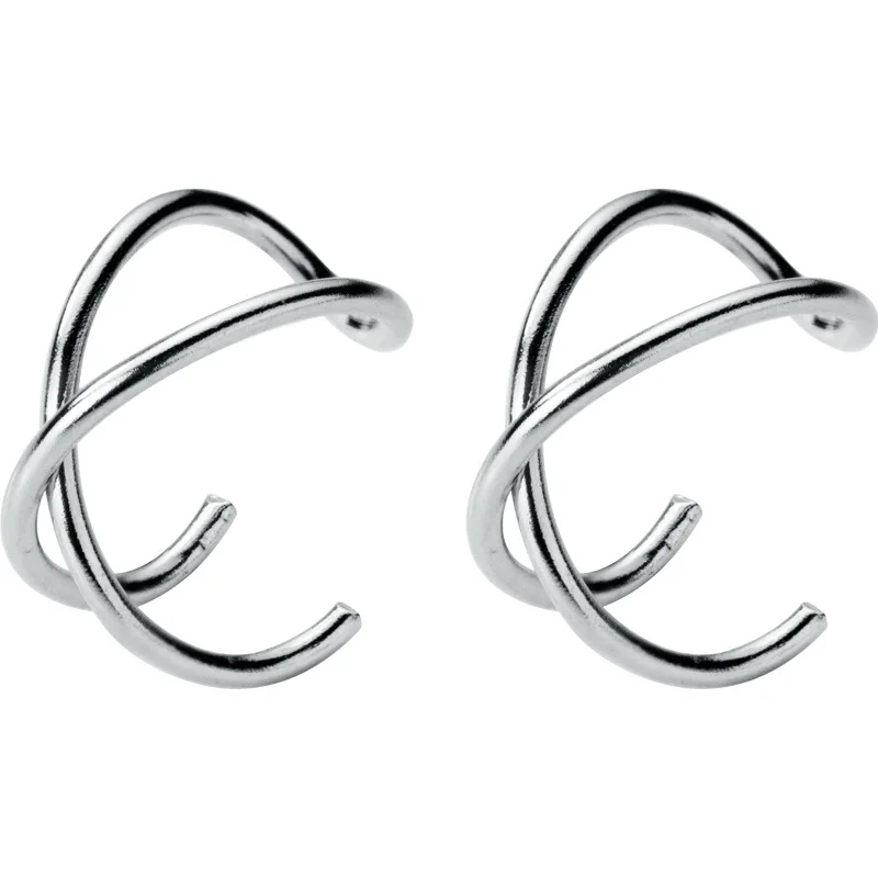 

Silver Jewelry 925 Sterling Gold-plated Couple Double Earring Clip, Picture shows