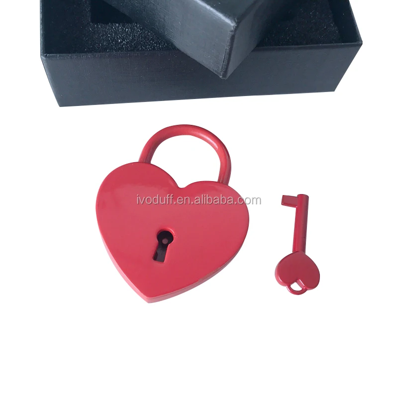 

Iovduff Heart Lock Manufacture Red Heart Shape Lover's Key Lock Padlock For Diary