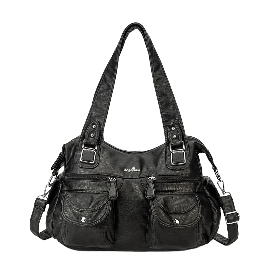 

Angel kiss Brand Eco-friendly Soft Pu Leather Women Shoulder Bag Lady Multi-Pocket Handbag