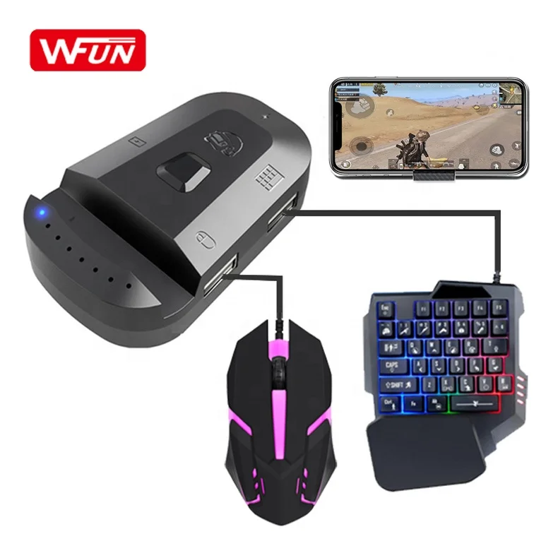 

Mobile Gamepad Controller USB Gaming Adapter Keyboard Mouse Converter For PUBG BT 4.2 Adapter, Black