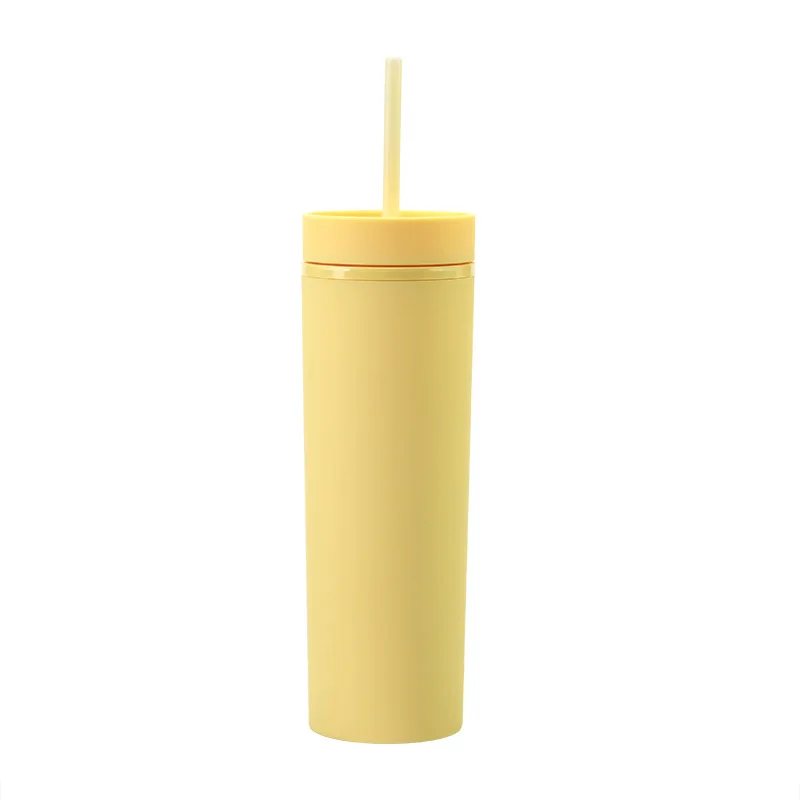 

Skinny Tumbler 16oz Plastic Double Wall Tumbler with Straw Reusable Cup, Customized color