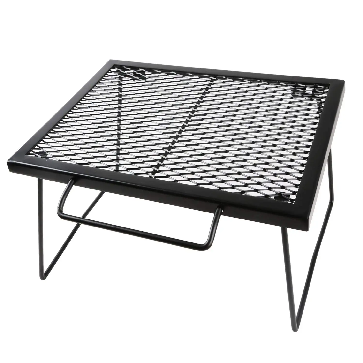 

Camping outdoor hiking multi-functional picnic iron folding table Can be multiple superimposed Fold net table, Black