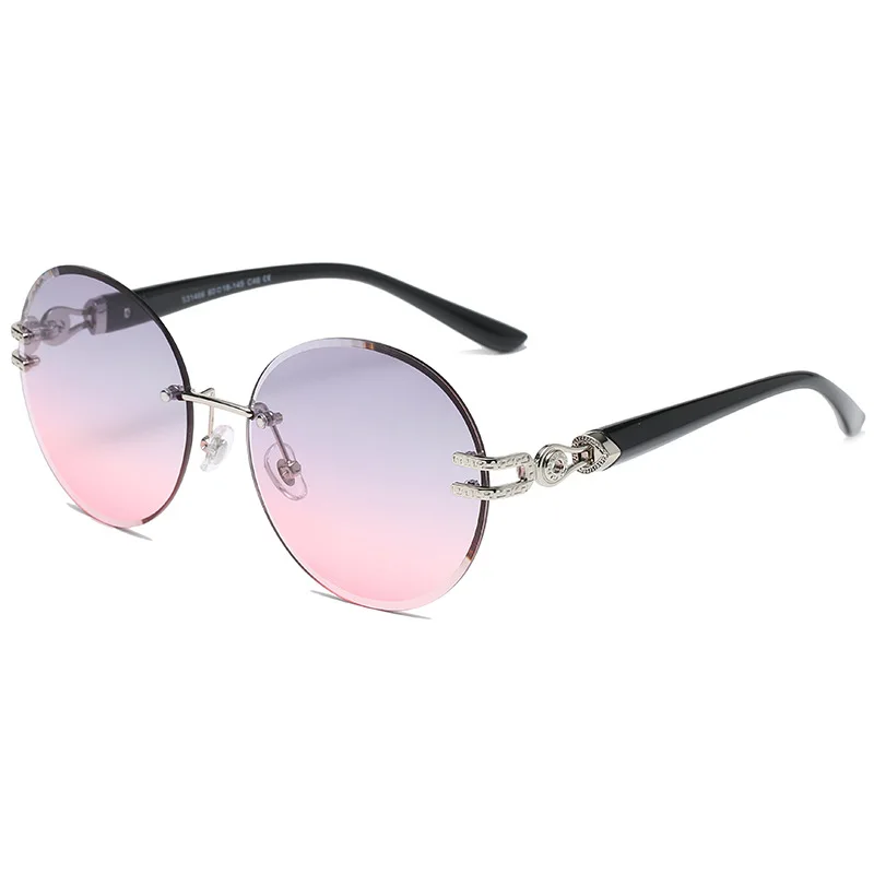 

Girls Retro Wholsale Logo Shades Trendy Unisex Oval Luxury Pink Sunglasses