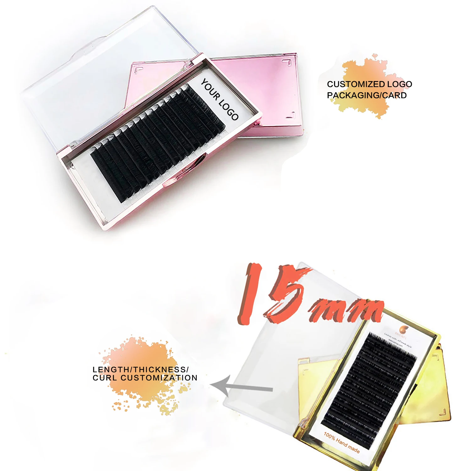 

LASHAP custom Your Logo individual lashes extension Tray Wholesale Professional handmade eyelash extension products, Natural black