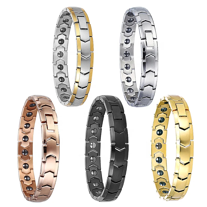 

Titanium Steel Power Magnetic Therapy Bracelet Gold Plated Care Therapy Bracelet Lovers Heart Health Energy Magnetic Bracelet