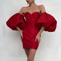 

new elegant sexy girl tight mini dress 2020 puff sleeve short dress ladies party tube dress