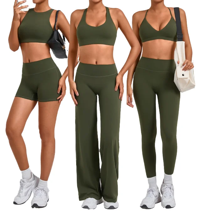 High-Waisted两Piece Set弹力Yoga Set