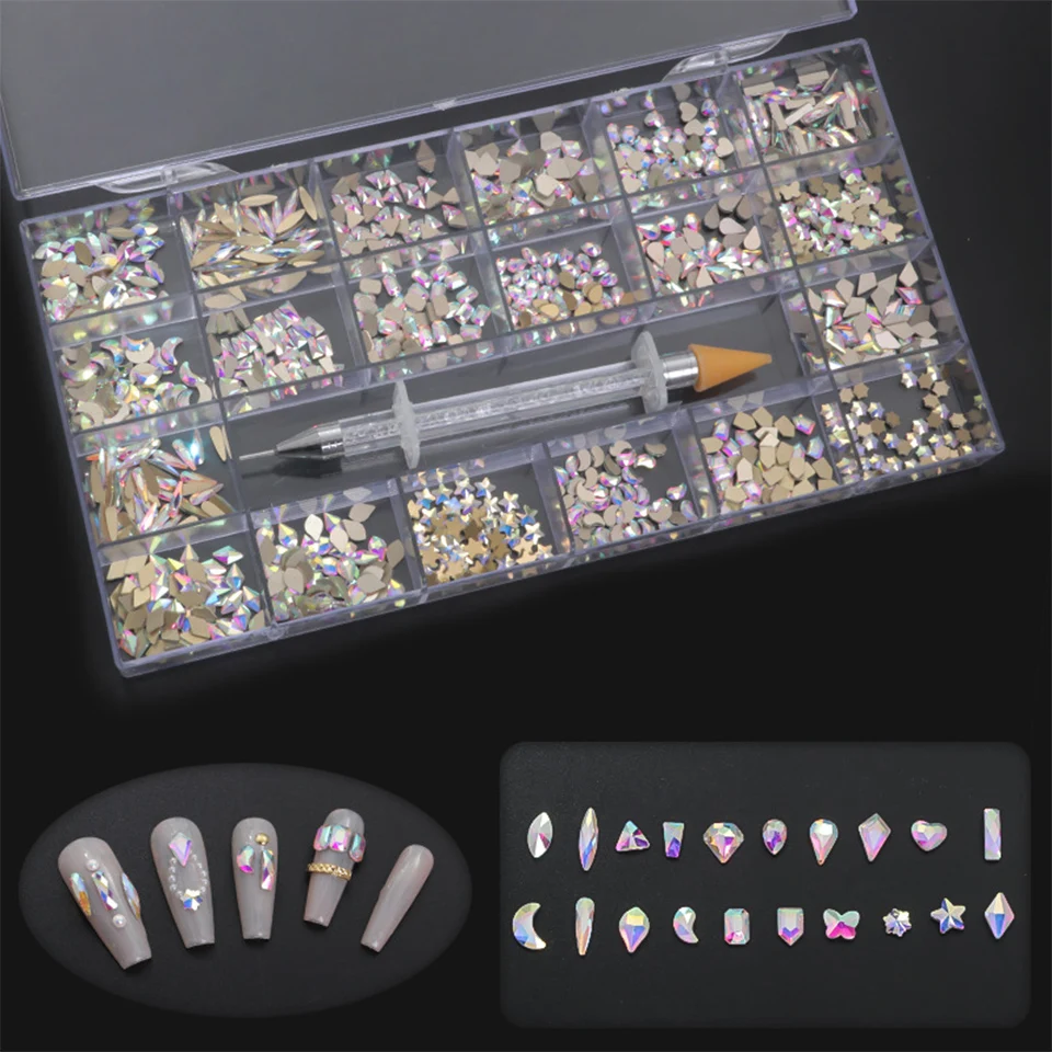 

Hot 3D Crystal Rhinestones box Nail Crystal Jewelry DIY Nail Art Nail Decoration