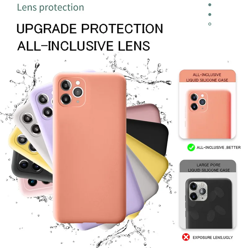 

For iPhone 12 11 Pro SE 2 Case Luxury Original Silicone Full Protection Soft Cover For iPhone X XR 11 XS Max 7 8 6 6s Phone Case