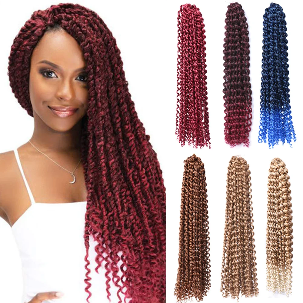 

Wholesale Ombre Black Burg Pre Passion Twist Crochet Braiding Hair 22'' Synthetic Crochet Braid Hair Extension For Women