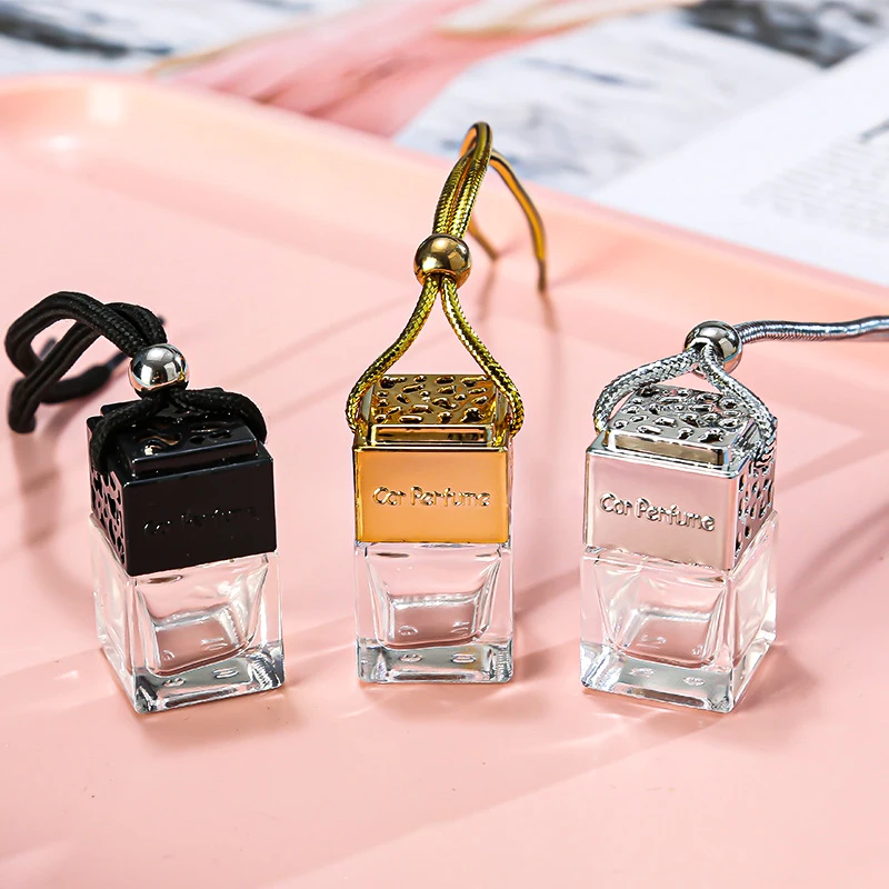 

Empty 8ml Glass Car Air Freshener Hanging Perfume Bottle Fragrance Waterproof Diffuser Bottle Gold Silver Black