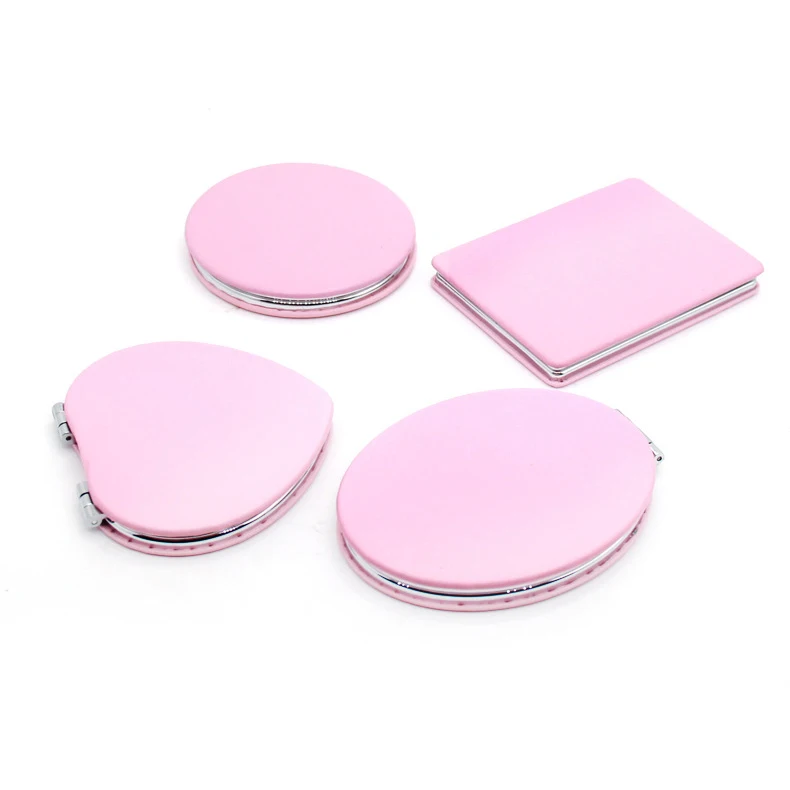 

Customized Logo 2X Factory Customized Promotional Gift PU Compact Mirror With Double Sides Heart Mirror Travel makeup tool, Custom