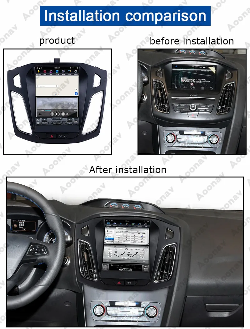 Radio navegador GPS pantalla 9 ANDROID Ford Focus AC Manual