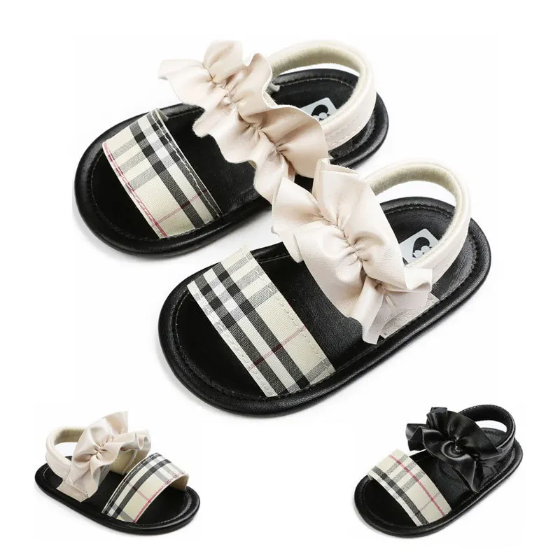 

Fashion Newborn Soft Sole Girl Toddler Baby Sandals Shoes, White, black