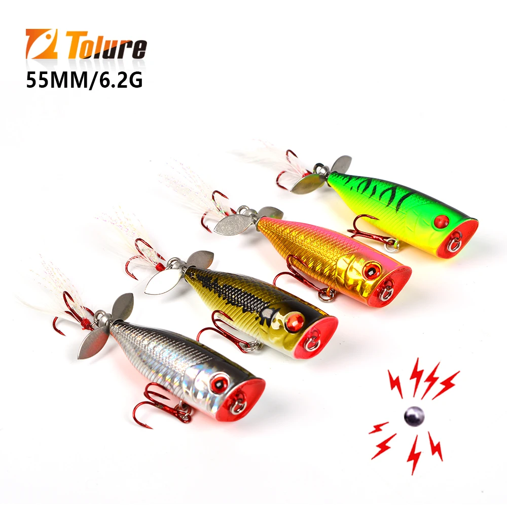 

Tolure Hot Sale 55mm 6.5g Topwater minnow FIshing Lure Surface Swimbait Rotating Tail Whopper Popper spinner Bait fishing lures