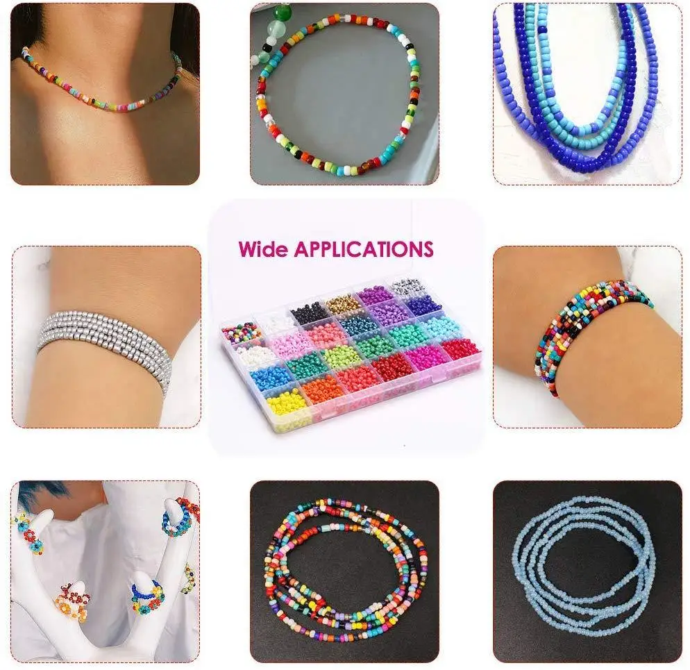 3300pcs 7200 Pcs Glass Seed Beads 4mm 3mm Wholesale Mixed Colors Small Pony Beads Elastic String