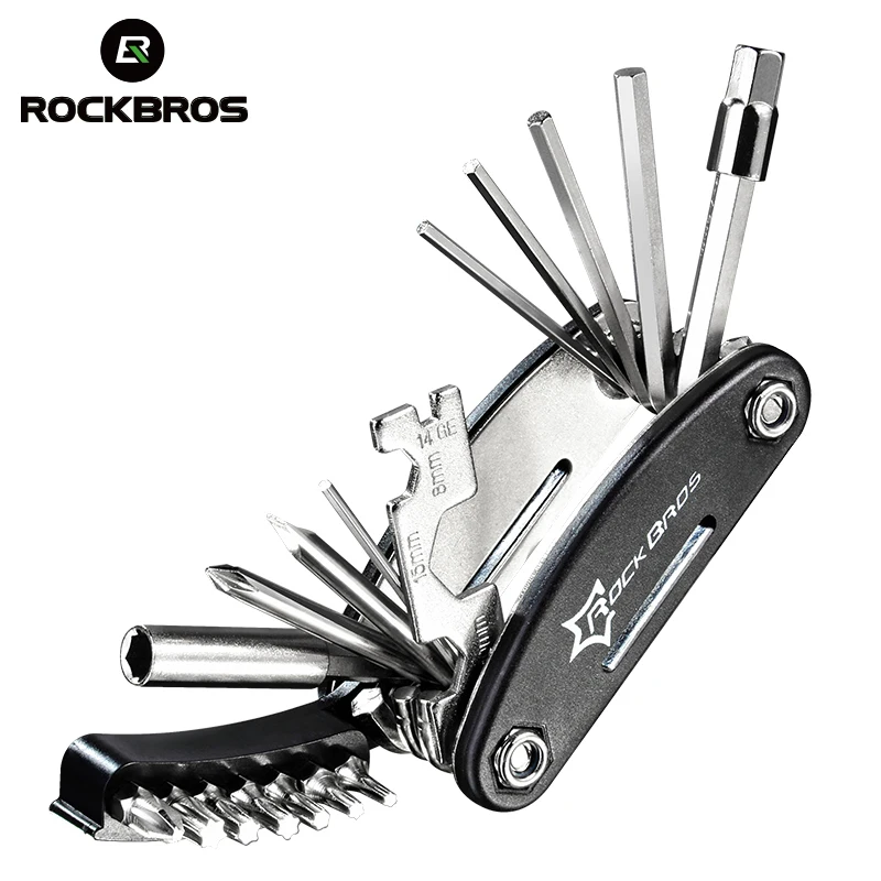 

ROCKBROS 16 in 1 Bicycle Tools Sets Mountain Hex Spoke Wrench Mountain Cycle Screwdriver Tool BikeMulti Repair Tool Kit, Black