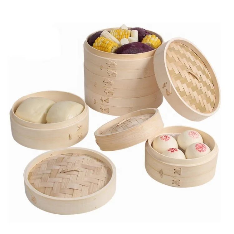 

Eco-friendly high quality round food bamboo steamer, Natural