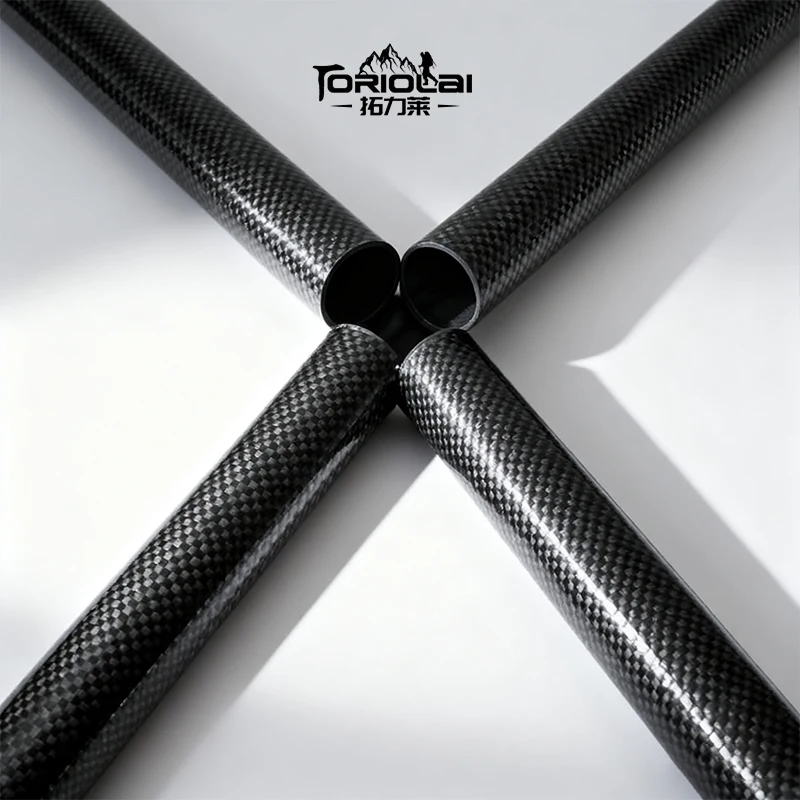 Carbon Fiber Braided Tube Pull Wrap 20cm 30cm 40cm Custom 70mm 100mm Custom Large Diameter Carbon Fiber Tube