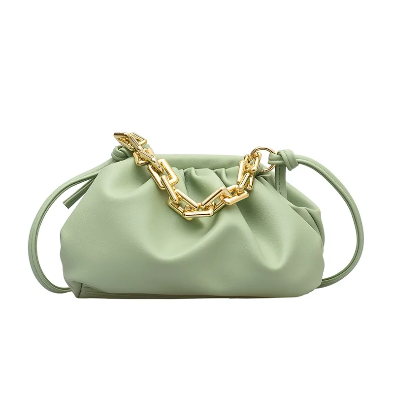 

2021 New Fashion Leather Women Handbag Purses Metal Chain Small Cloud Dumplings Clutch Crossbody Bag Ladies Shoulder Bags, White,yellow,blue,black,green,orange,pink