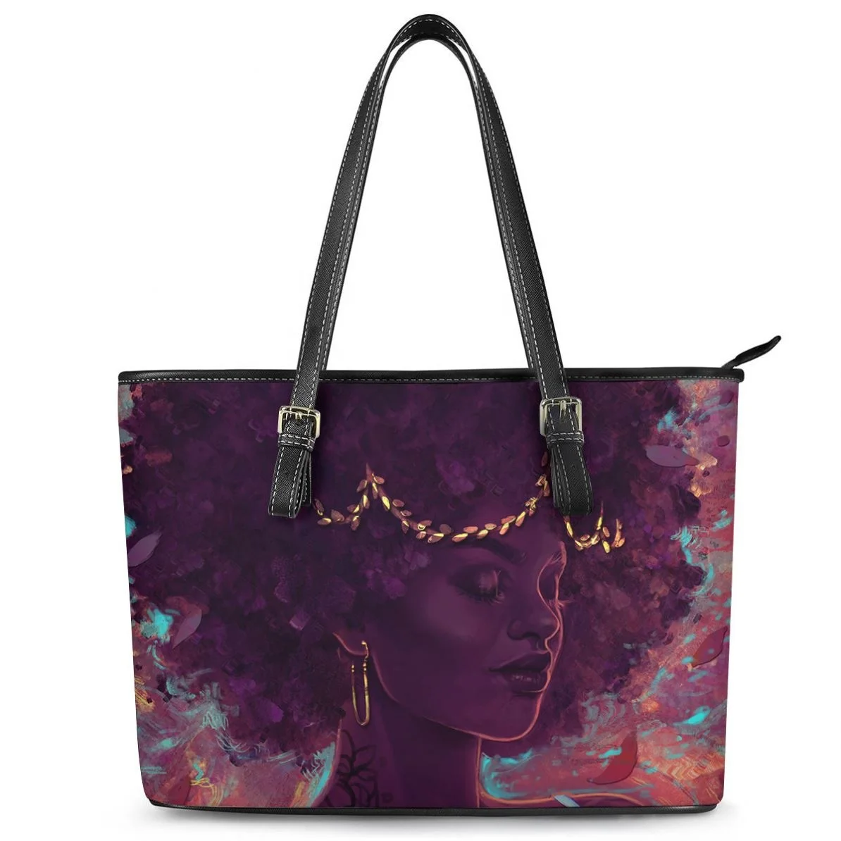 

Tote Hand Bag African Girl Print Cute Handbags New Trendy Bags for Women Clutch Purse Handbag Leather Purses Handbags for Girls, Customized color
