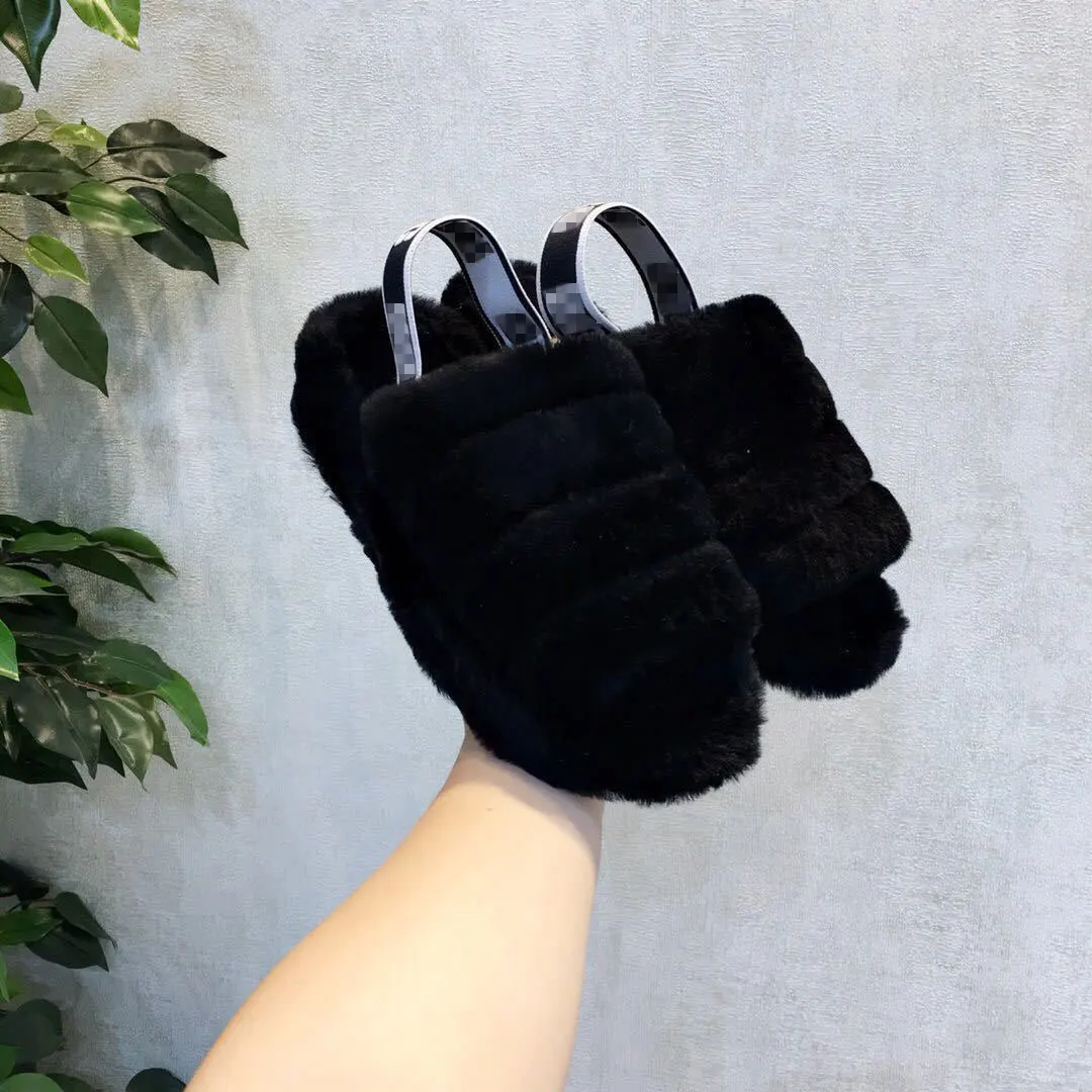 

2021 quality Fashionable High Quality Women's Sheepskin Wool Slippers Winter Slippers Slides Designer Sheepskin Fur Slides