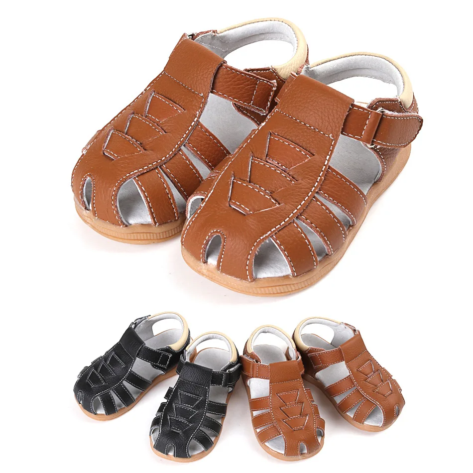 

2022 New Arrival Wholesale Flat Wear-resistant Leather Boy Baotou Children's Sandals, Customized color