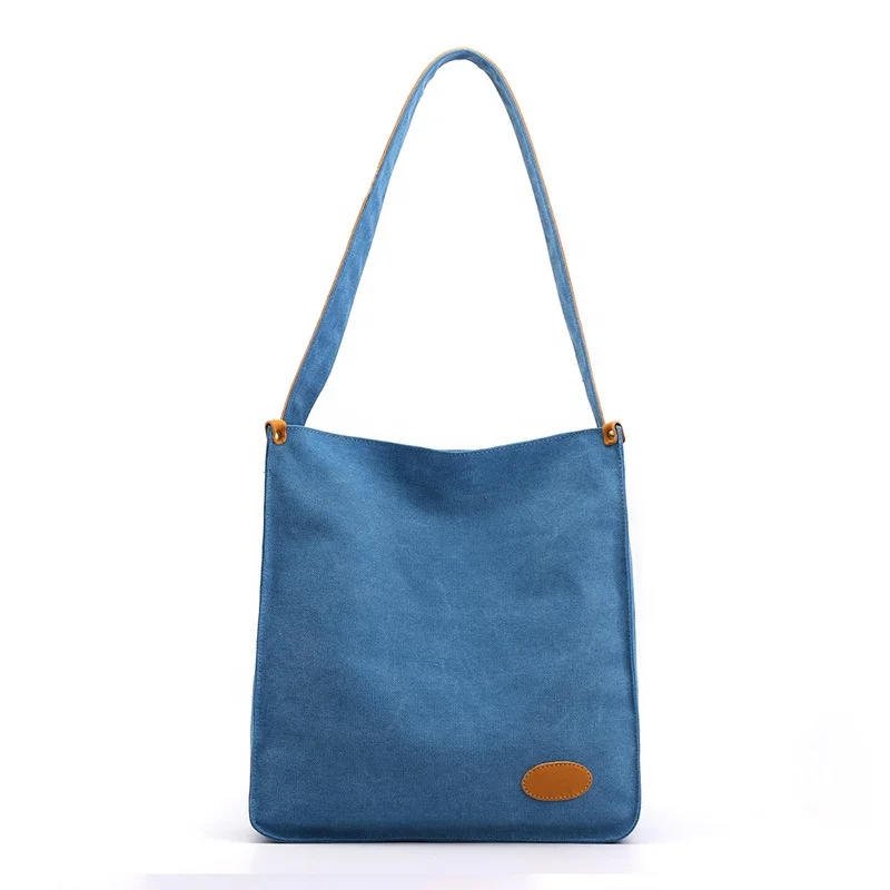 

Blue young fashion multi purpose single shoulder lady canvas tote bag