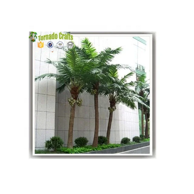 

Hot Sale High Quality Artificial Coconut Palm Tree Outdoor and Indoor, Green leaves , brown / gray color