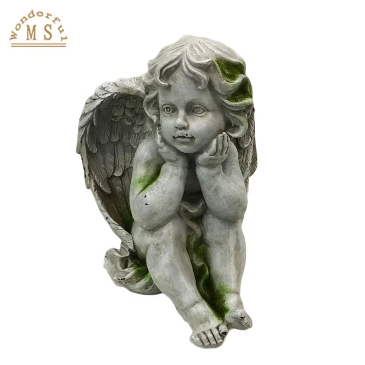 Factory Supplying with Polistone white love angels figurine Resin cherub for wedding gift decoration Cupid angel Garden Statue