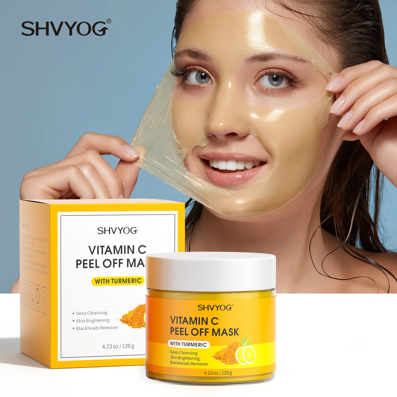 

Private Label Natural Organic Vegan Turmeric peel off Face Clay Mask With Vitamin C For Facial Skincare