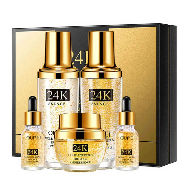 

OEM beauty product snail 24k gold skin care whitening cream set anti aging brightening skin care set