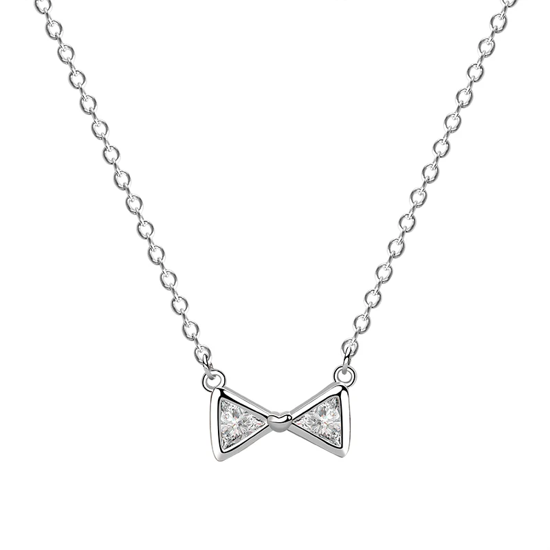

S925 sterling silver jewelry Wholesale cute little bow pendant necklace A1776