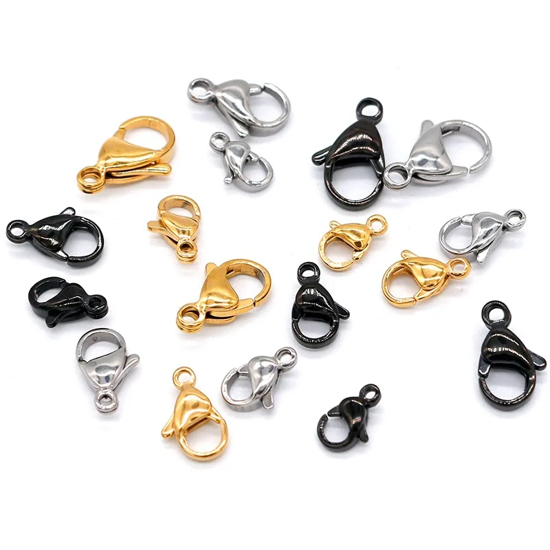 

XuQian 304 Stainless Steel Lobster Clasps Claw Clasps for Bracelet Necklace Jewelry Making Findings, Steel color