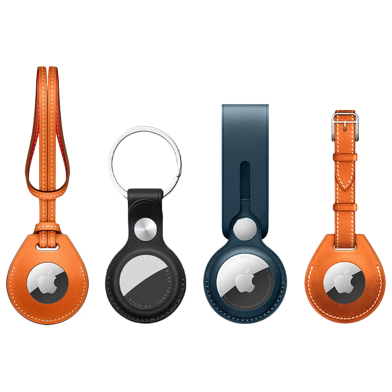 

Suitable for Apple airtag protective sleeve tracker keychain leather case Airtags buckle leather PU leather oem OEM processing