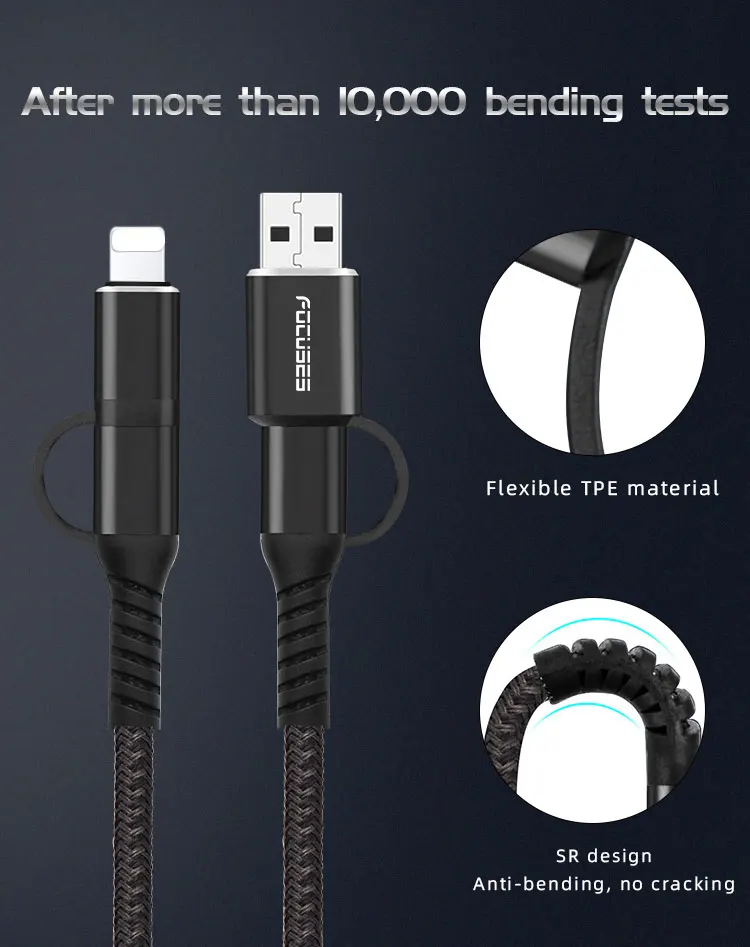 4 in 1 USB Data Charge Cables For IOS For Android For type C - ANKUX.COM