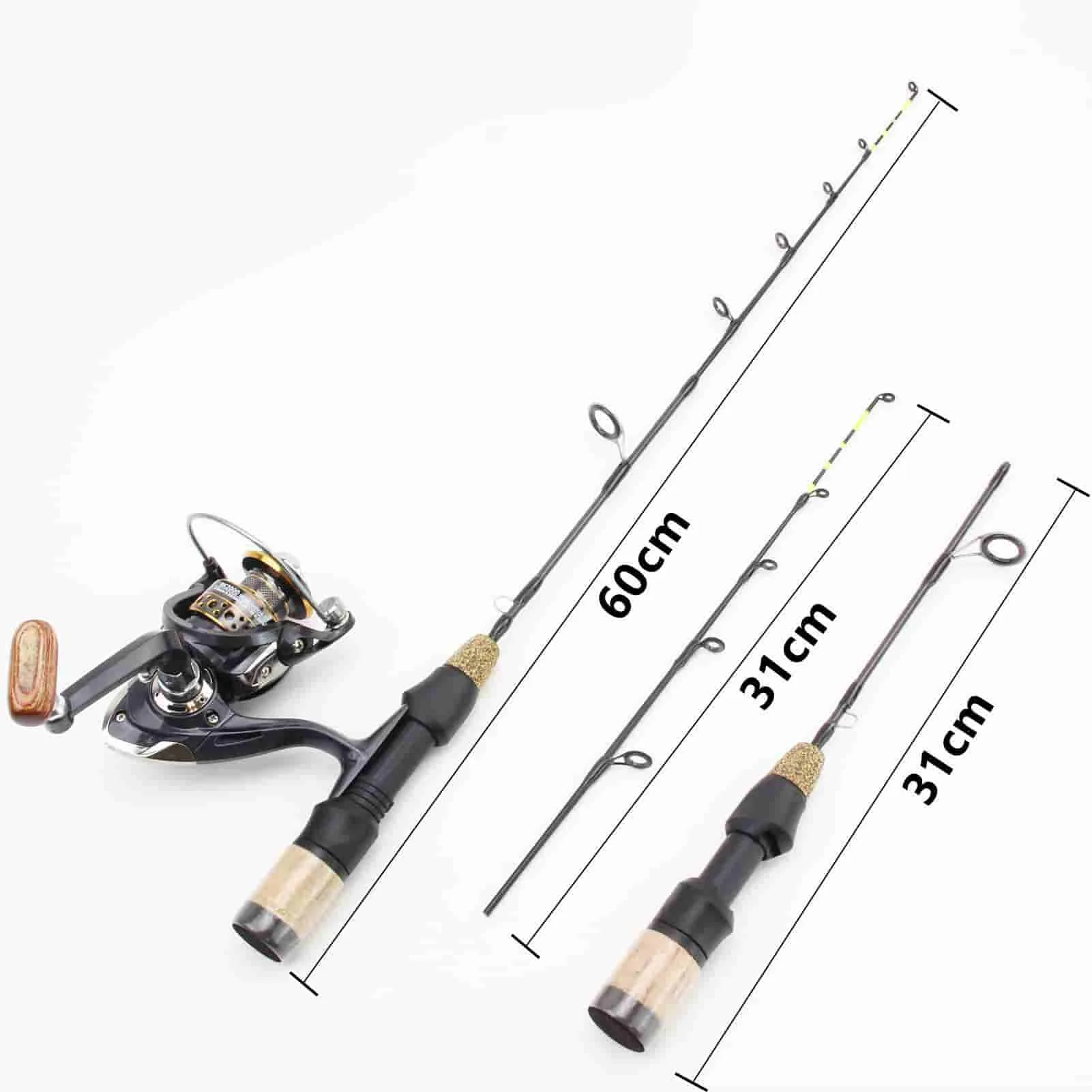 

60cm 2 sections Spinning Rod Carbon Fiber Ice pole Ultra-light Winter Ice Fishing Rods