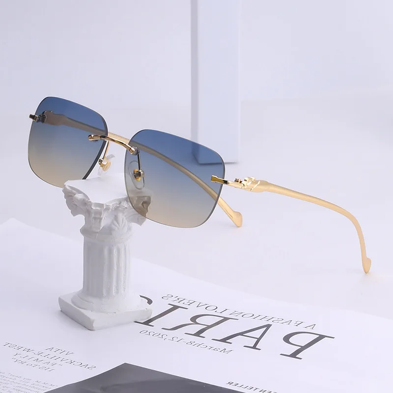 

Designer famous Brand Luxury Buffalo Horn Rimless frames Sunglasses 50755 Men Fashion Sun Glasses lunettes de soleil femme 2021