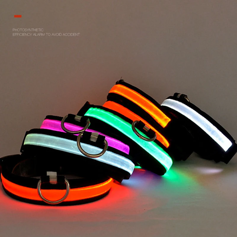 

Hot sale pet LED collar adjustable dog customs dog collars, 8 colors
