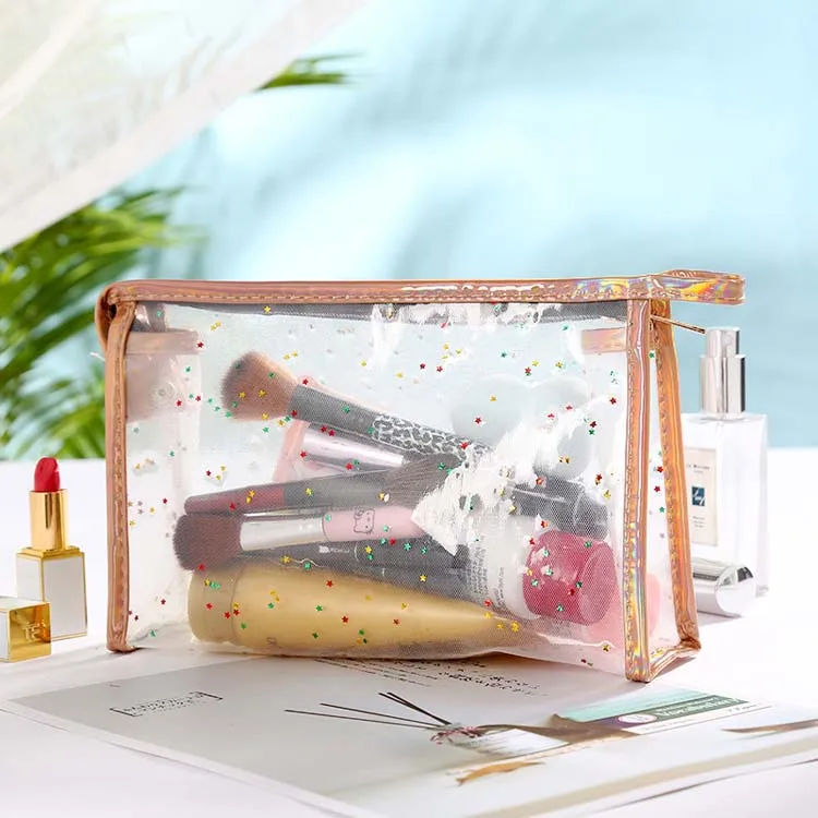 

Best Price Cute Natural Transparent Holographic Clear Cosmetic Bag Unisex Pvc Clear Small Glitter Cosmetic Bag