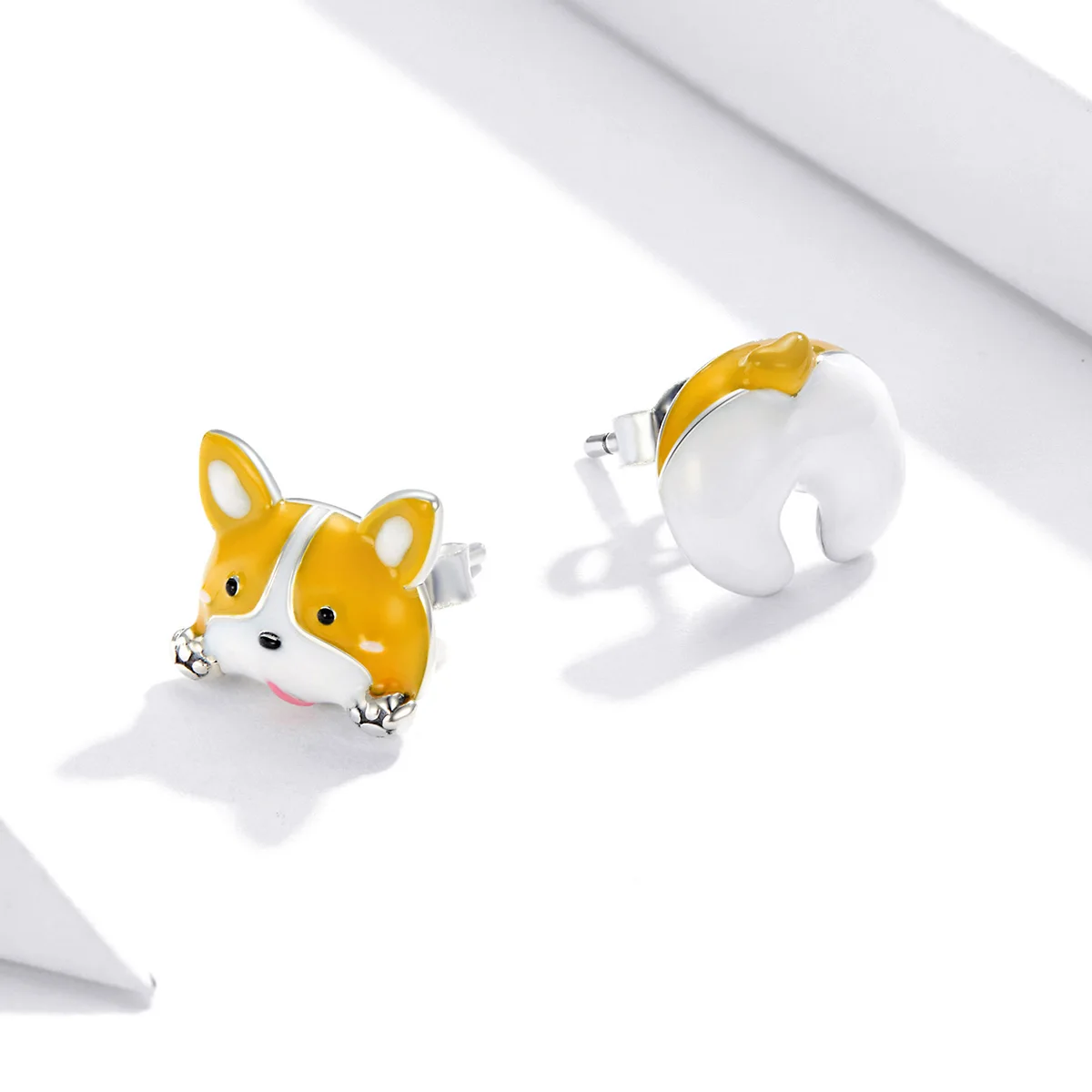 

Custom 925 Sterling Silver Fine Earrings Stud Corgi Trendy Earrings In Silver