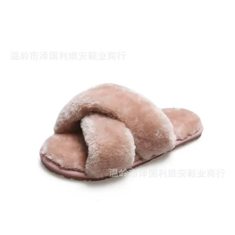 

Promotion Furry Slippers White Fur Slippers High Quality, 9 colors