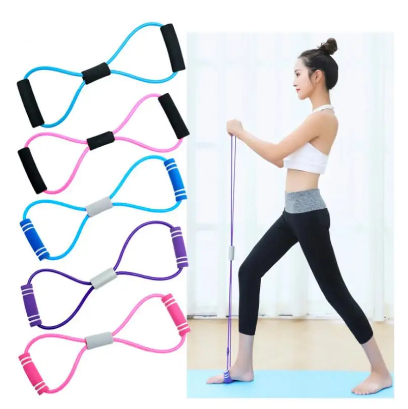 

Portable Elastic Emulsion Expander Rope Exercise Gym Muscle Resistance Bands Pilates Yoga Belt Sport Women Fitness Equipment, Purple,blue,pink,green