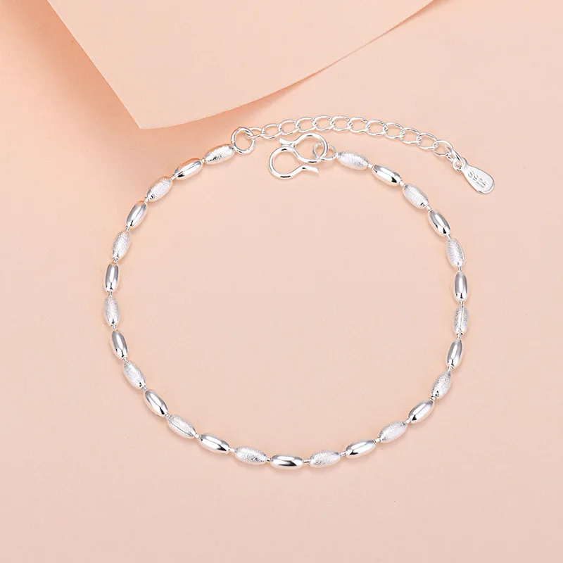 

Simple Style  Chain Bracelet Star Heart Round Beaded Silver Plated Copper Charm Bracelets For Women Girls Lover Gift, As shown