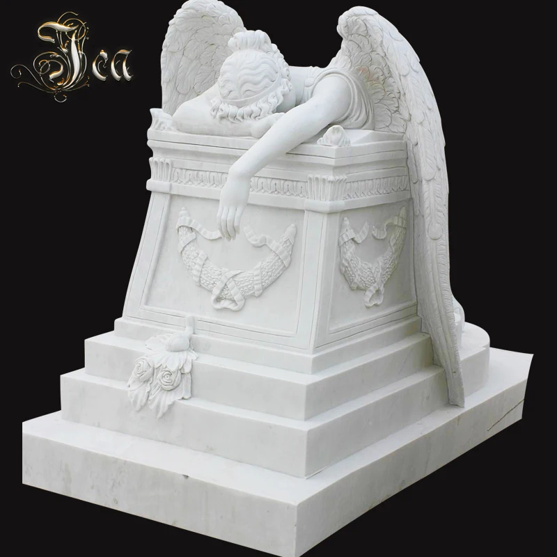 
Cheap hand carving polished marble tombstone sleeping weeping angel statue 