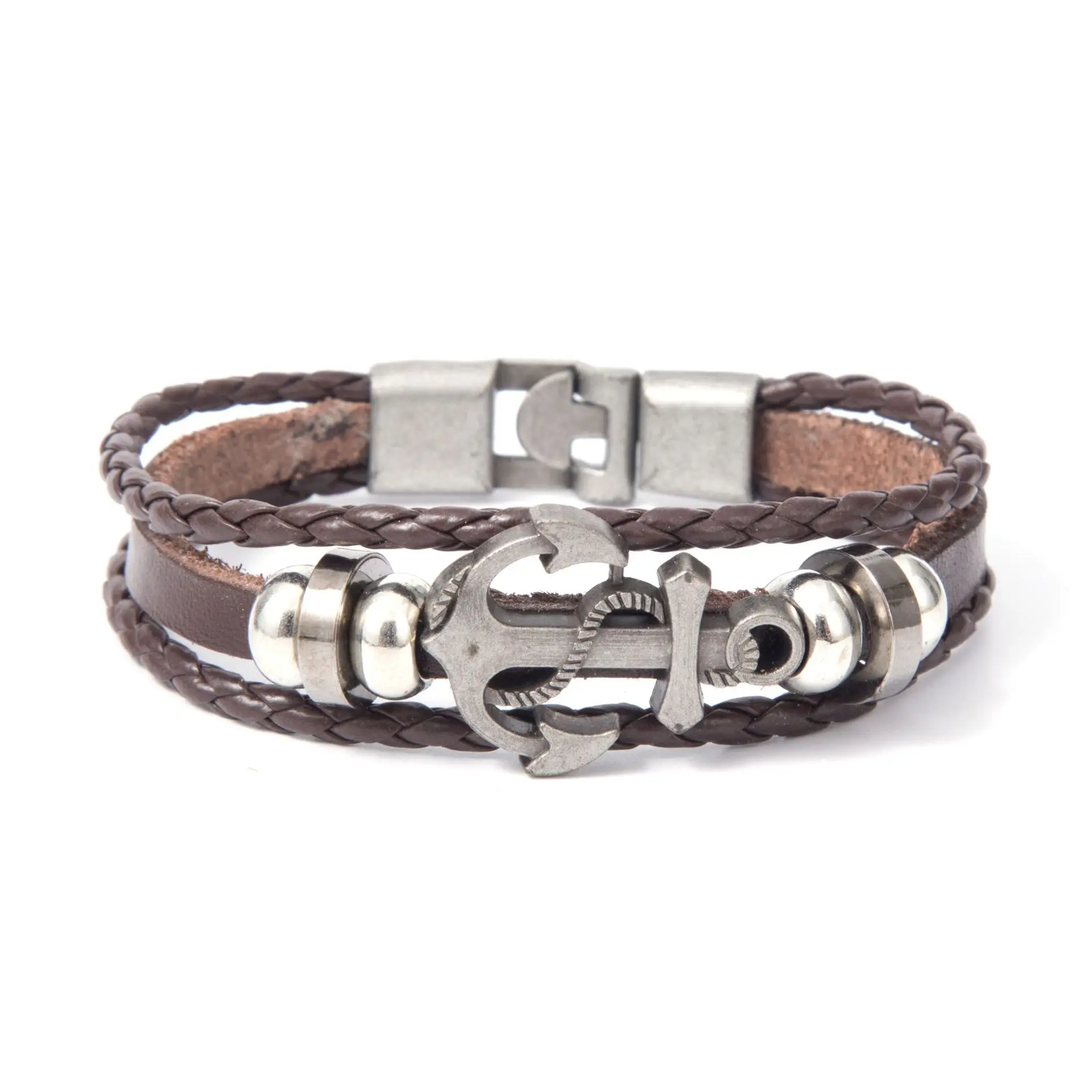 

Korean multi-layer Bracelet men's trendsetter ship anchor rope hip hop personality fashion student Leather Bracelet