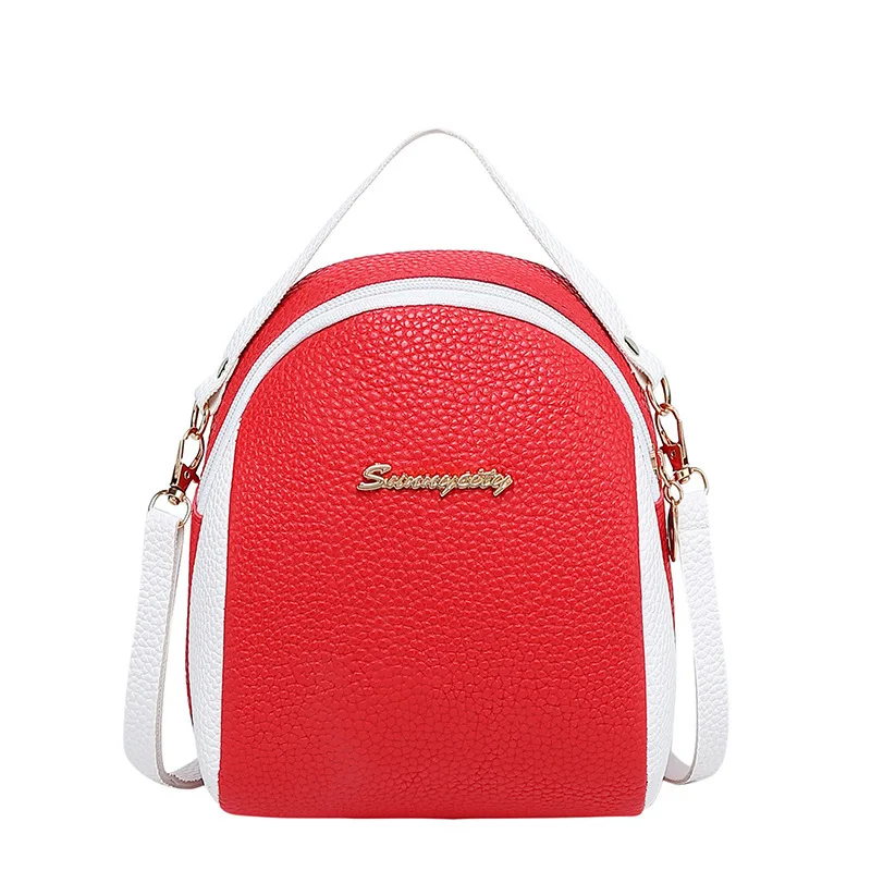 

2021 new fashion multifunctional backpack female Korean student mini messenger bag, Black+brown+red+pink+blue or customized