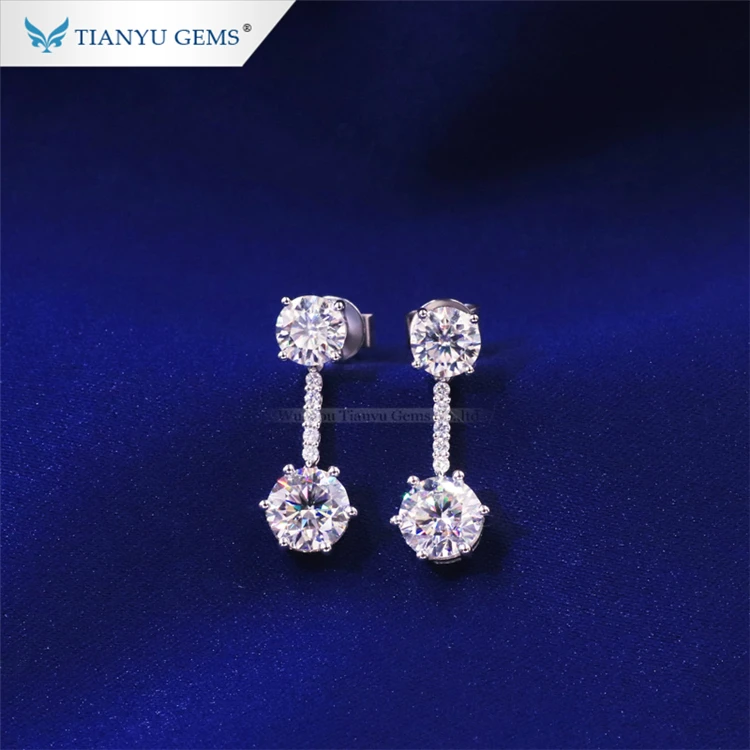 

Tianyu gems dangle drop jewellery real 10k gold 1.0 carat diamond moissanite stone ladies earrings